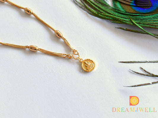 Gold tone Lakshmi pendant with chain dj-35995