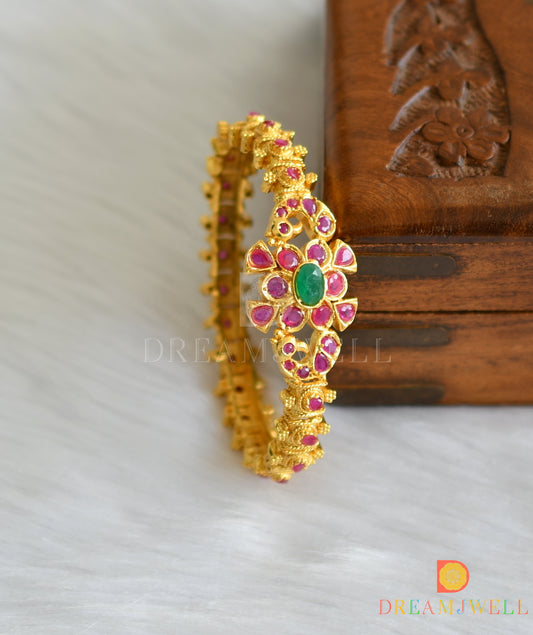 Gold tone ruby-emerald kada (2.8) dj-09454