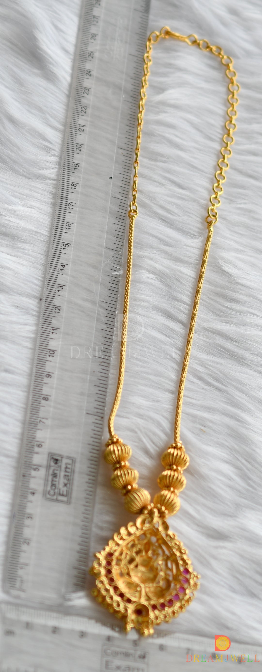 Gold tone ruby stone Lakshmi kodi necklace dj-37283