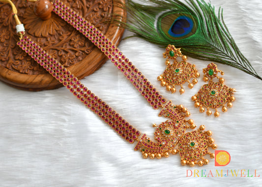 Matte finish Real kemp-green gold replica peacock haar set dj-28593