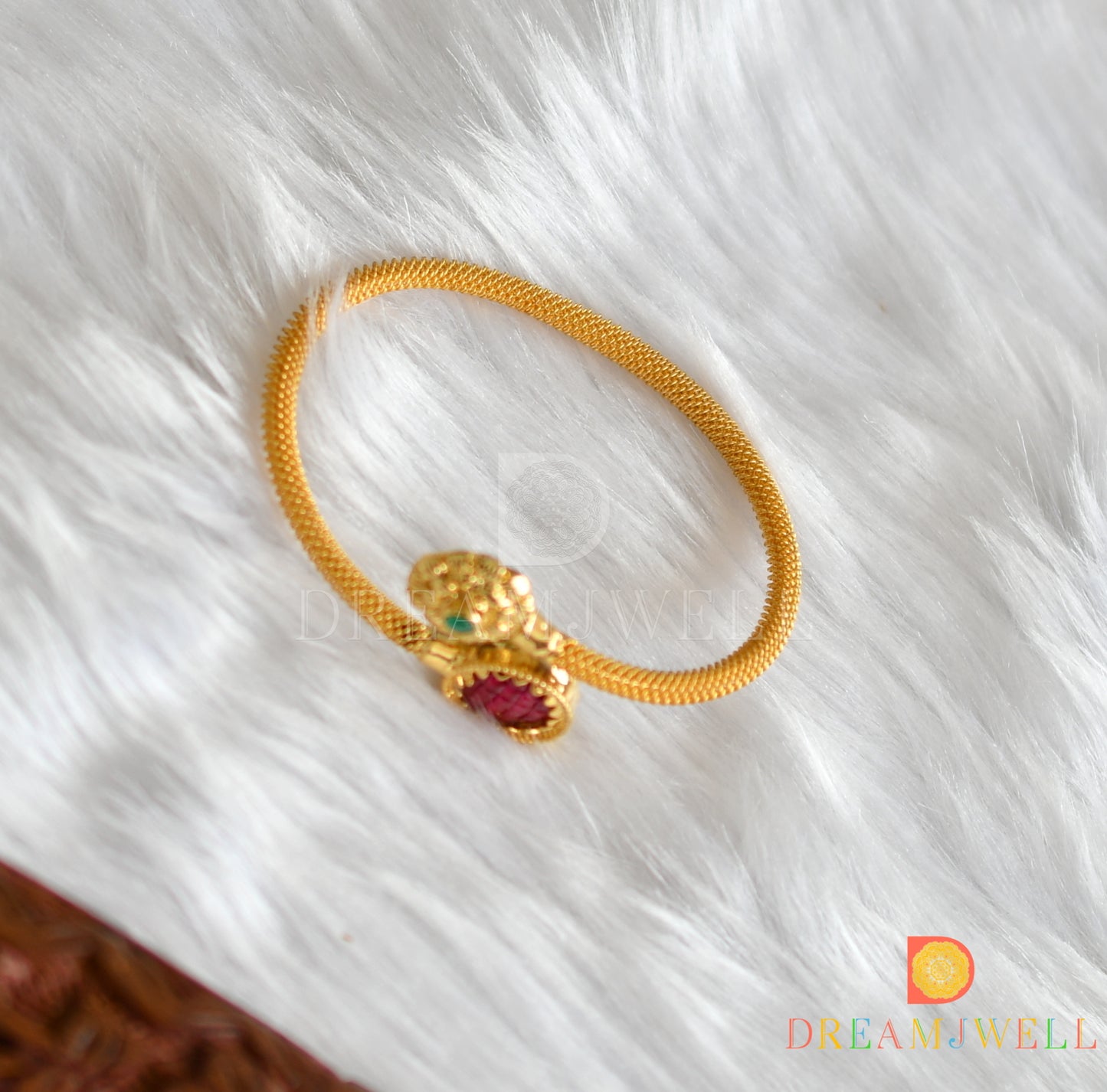 Gold tone Ruby-green open type kada dj-11350