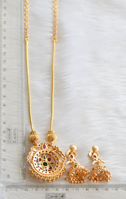 Gold tone ruby-green peacock necklace set  dj-30707