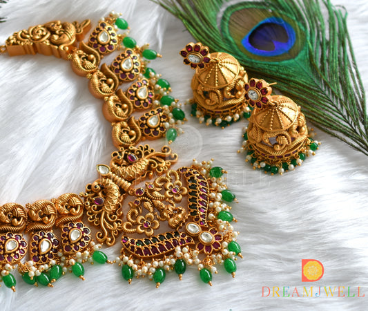 Matte finish real kemp-green gold replica necklace set dj-29063