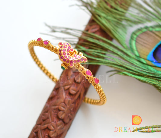 Gold tone ruby-green fish designer Kada (2.6)dj-09961