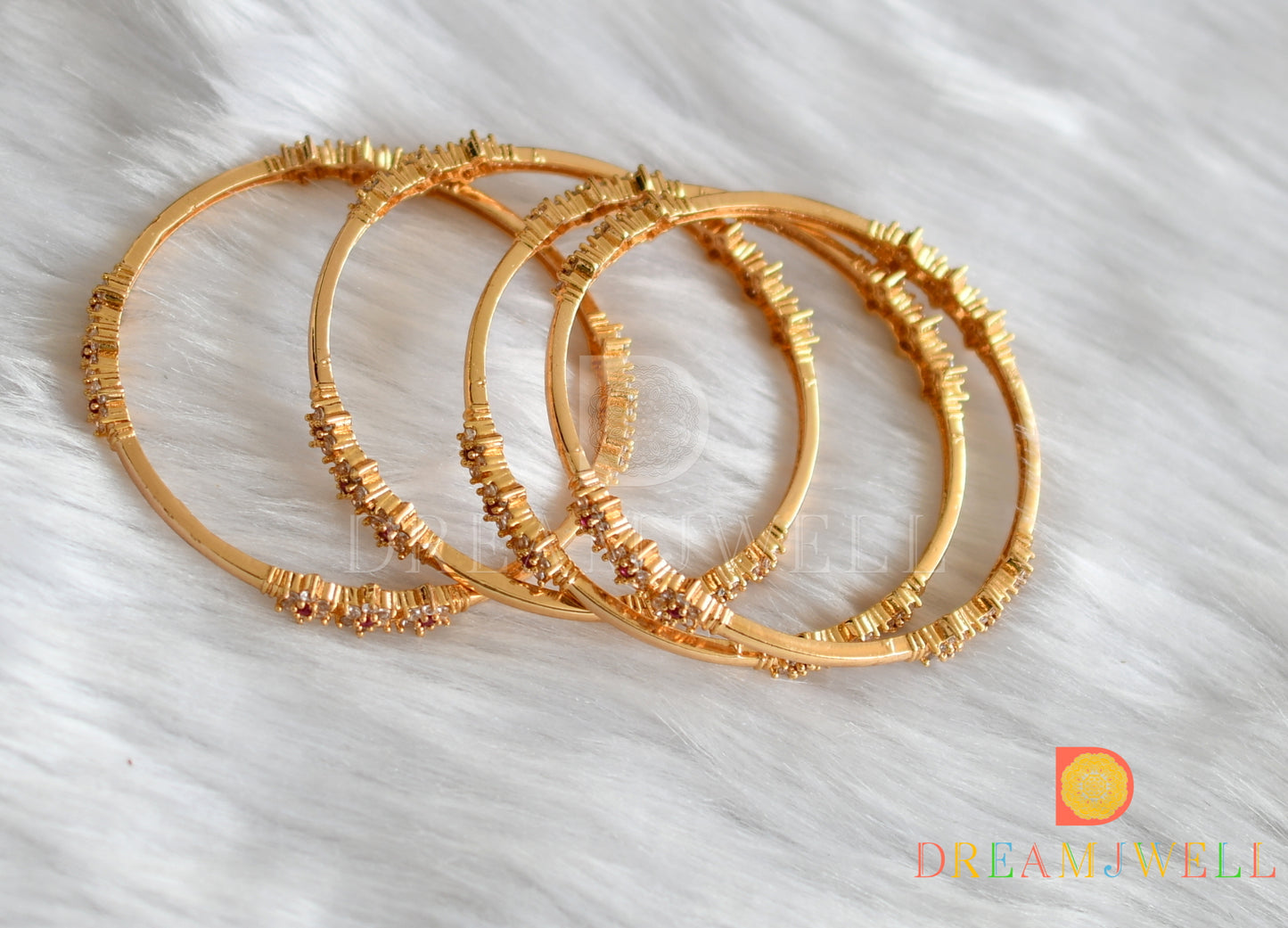Gold Tone Cz Ruby nakshatra Set Of 4 Bangles (2.8) dj-32136