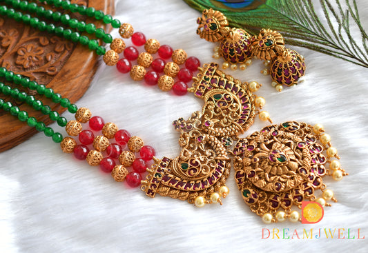 Matte finish Real kemp-green peacock agate haar set dj-28094