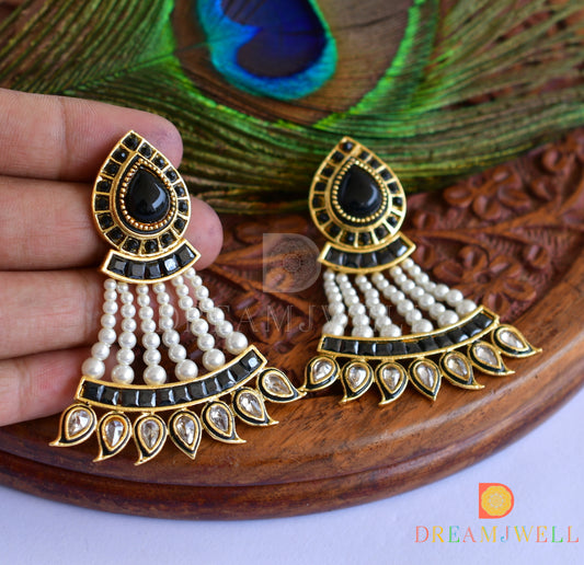 Antique Black Pearl Long Earrings dj-16751