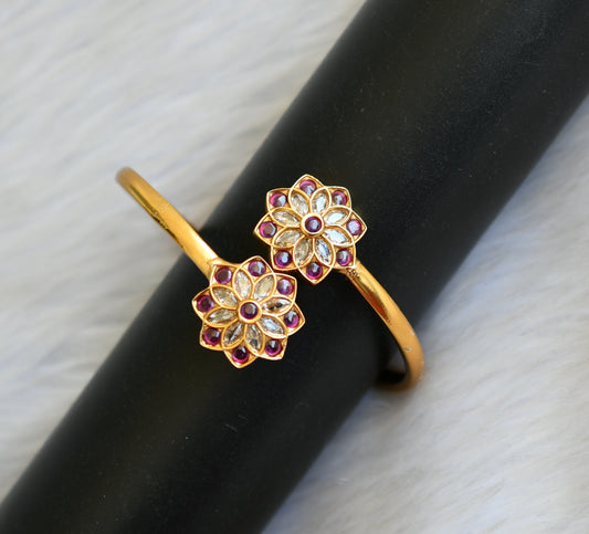 Matte finish kemp-white stone flower kada/bracelet dj-41873