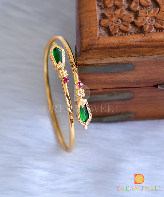 Gold tone pink-green nagapadam Kerala style kada(2.4) dj-38259