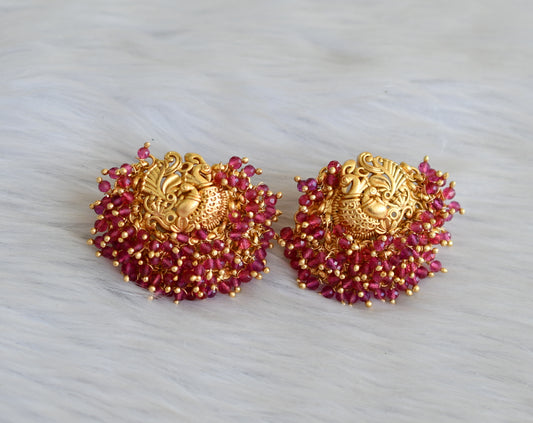 Matte finish swan ruby cluster earrings dj-41881