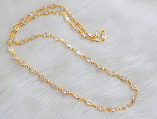 Gold tone 24 inches White stone chain dj-33837