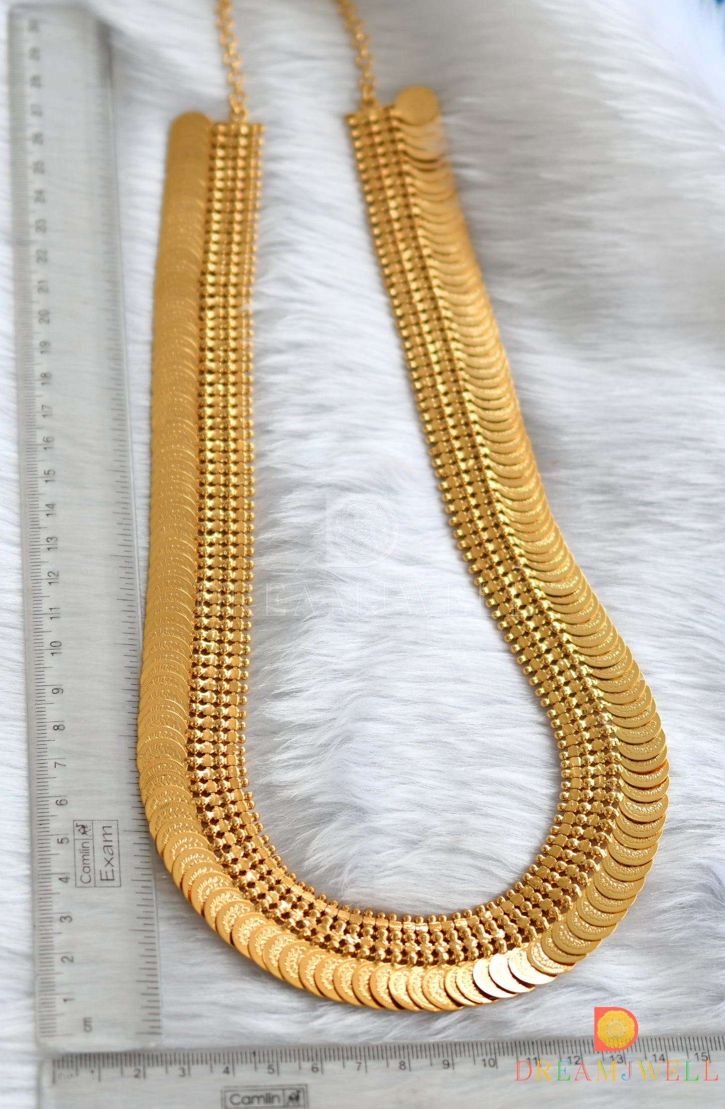 Gold tone pink stone Lakshmi coin haar dj-38272