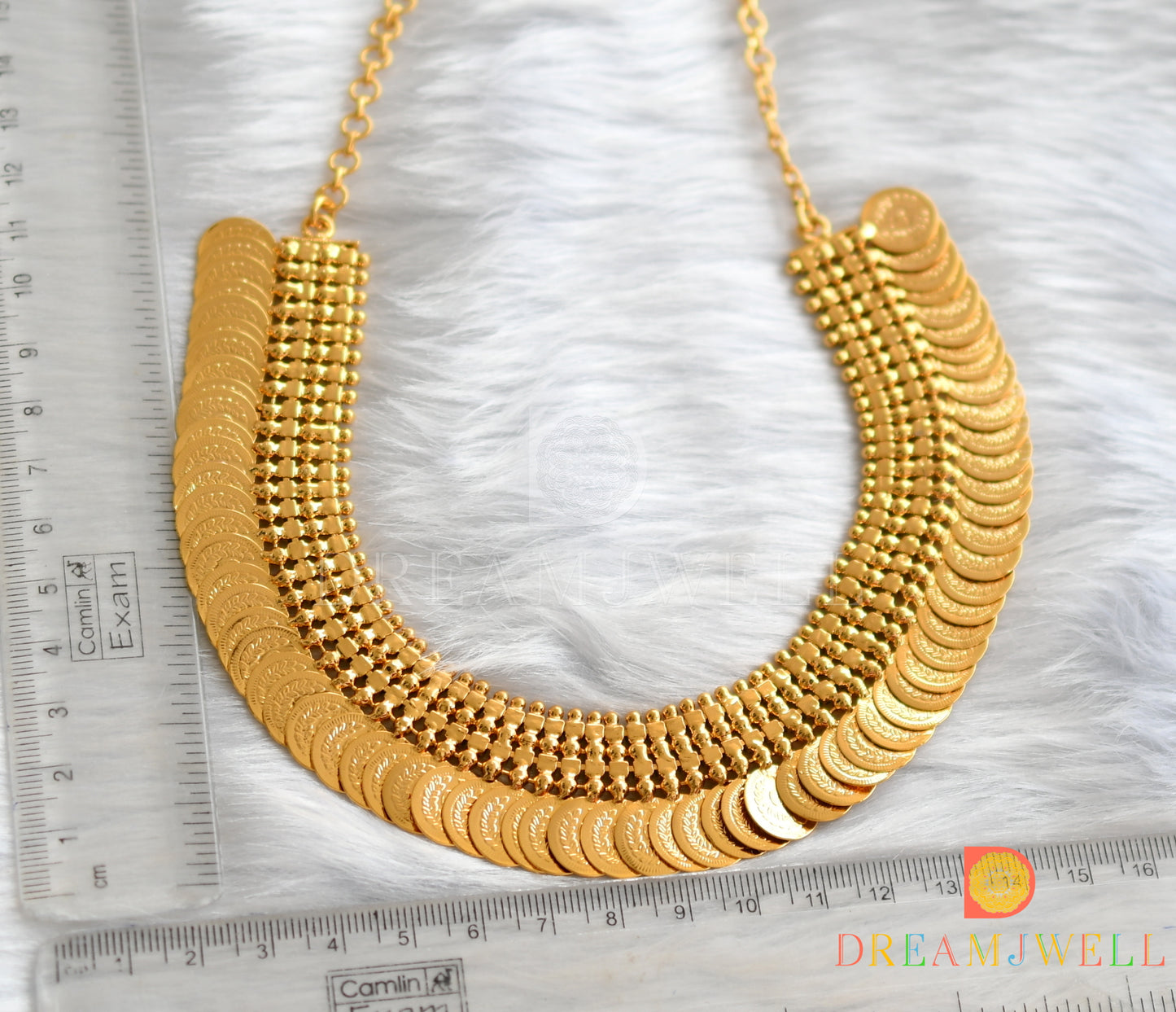 Gold tone green Lakshmi coin haar dj-38276