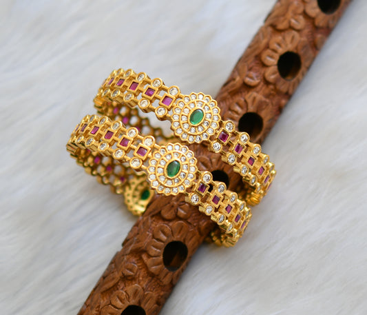 Gold tone cz kemp-green bangles(2.6) dj-33693