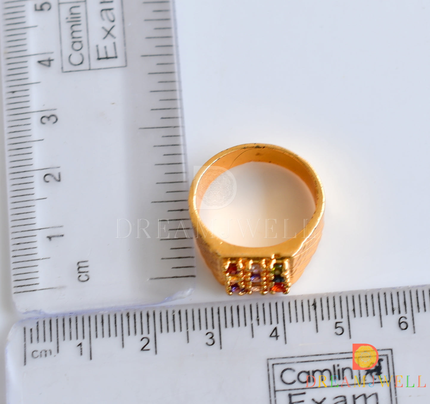 Gold tone multi color finger ring dj-36028