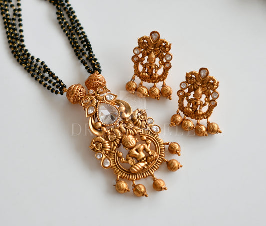 Matte Finish White Stone Lakshmi Designer Mangalsutra Set dj-28683