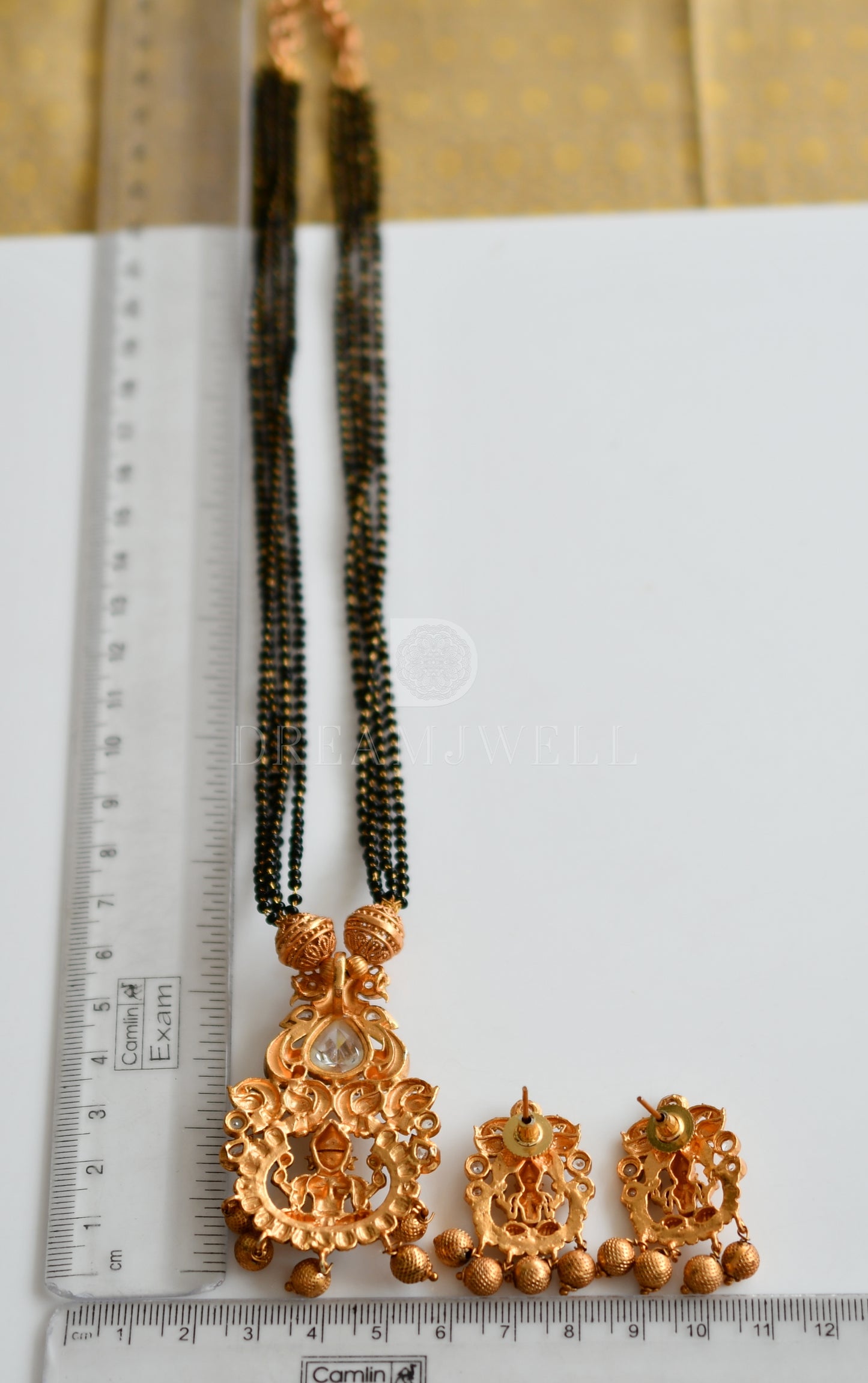 Matte Finish White Stone Lakshmi Designer Mangalsutra Set dj-28683