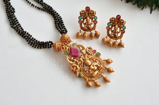 Matte Finish Ruby-green Lakshmi Mangalsutra Set dj-28684