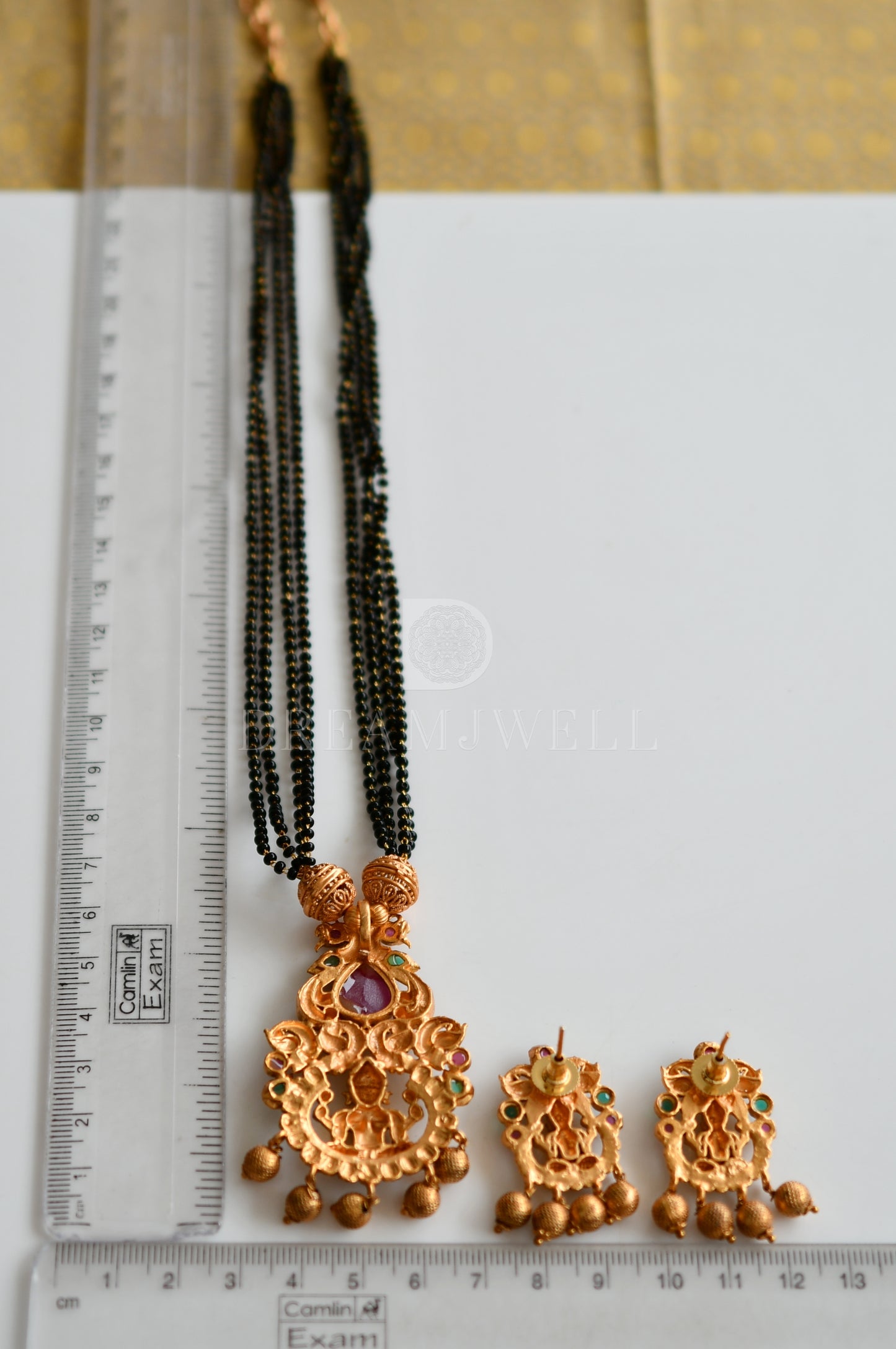 Matte Finish Ruby-green Lakshmi Mangalsutra Set dj-28684