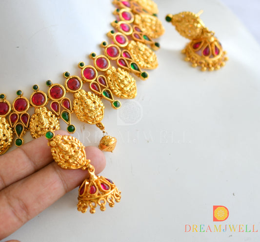 Antique kemp-green Lakshmi necklace set dj-17733