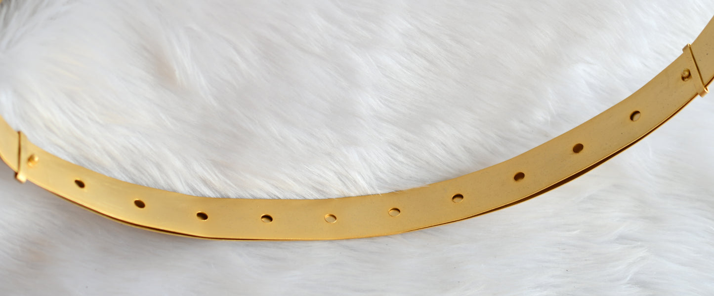 Matte finish ruby-white Lakshmi-peacock waist band dj-39793