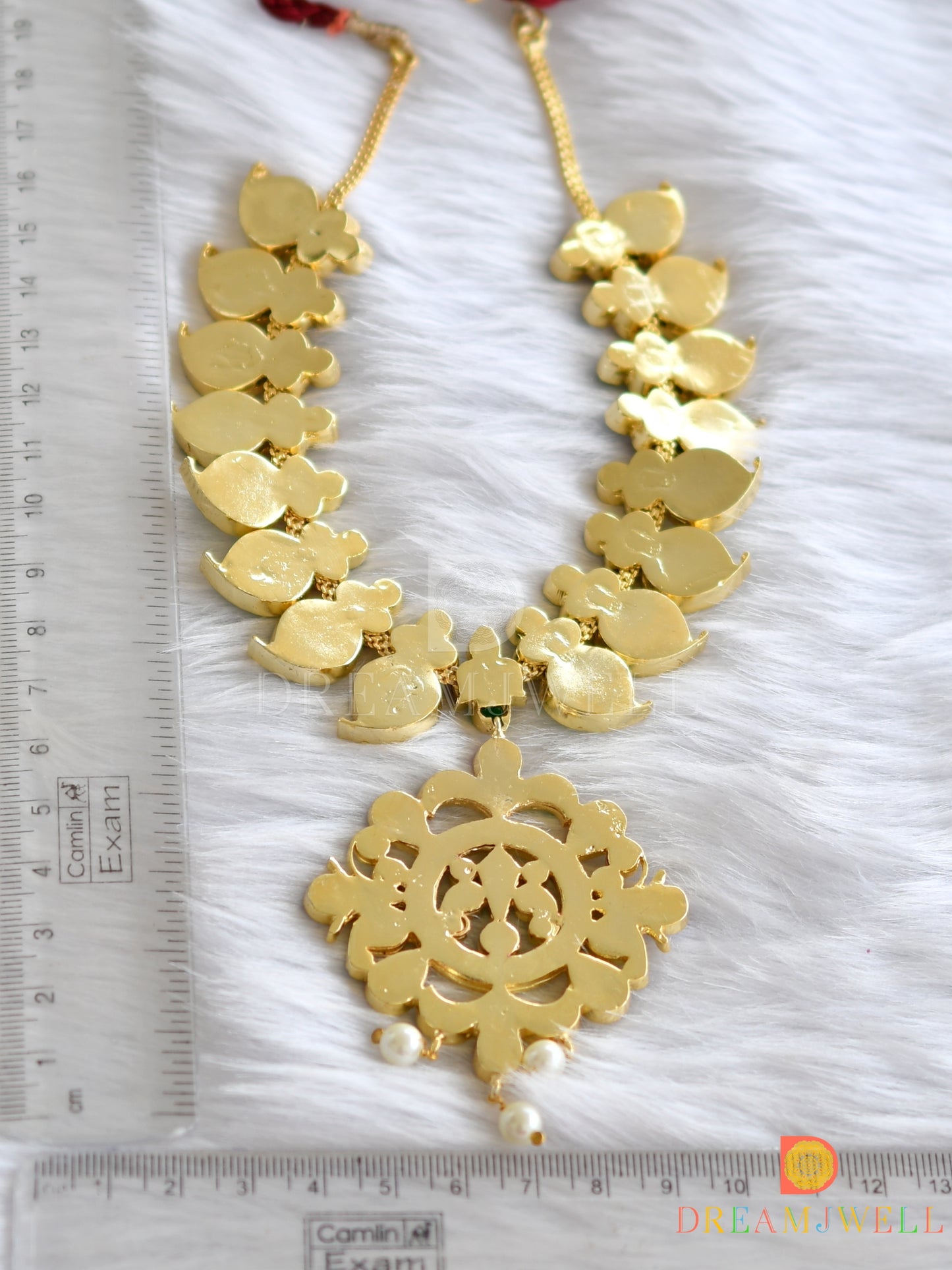 Gold tone kemp-green mango necklace dj-22322