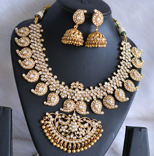 Matte finish White stone mango necklace set dj-39784