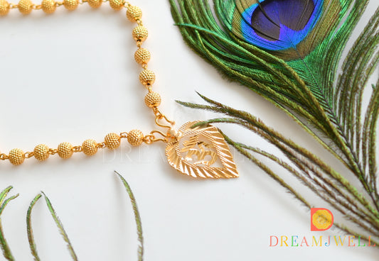 Gold tone om pendant with ball chain dj-36751