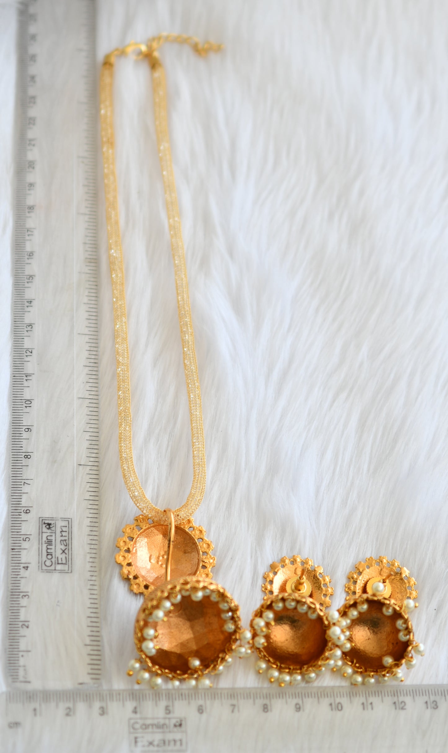 Antique gold tone Jhumkka Pendant Necklace Set dj-03676