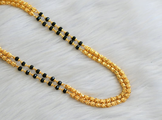 Gold tone black karimani beads double layer chain dj-41904