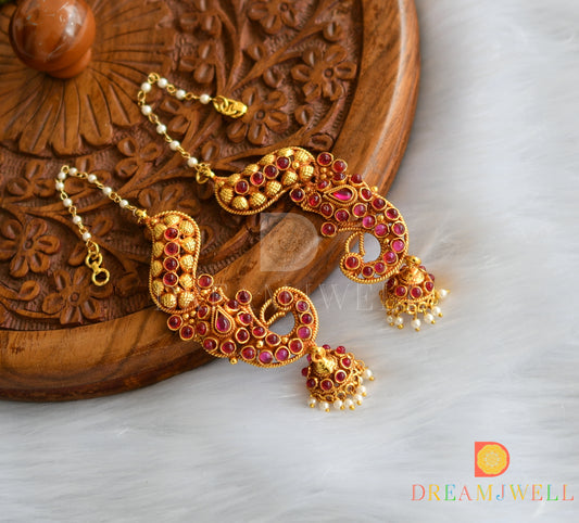 Antique gold tone kemp peacock khanpool jhumkka dj-01691