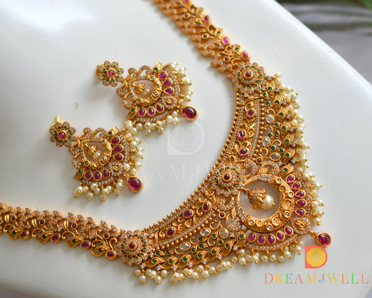 Matte finish Cz kemp-green pearl haar set dj-12306