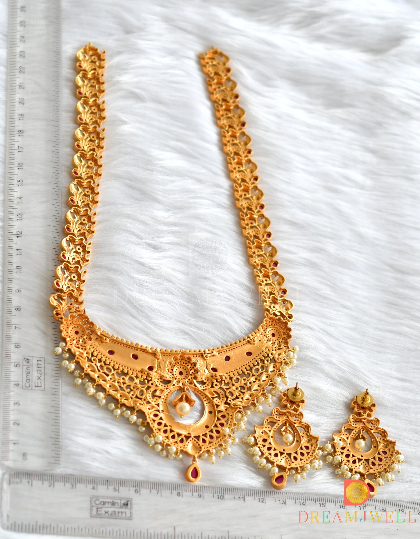 Matte finish Cz kemp-green pearl haar set dj-12306