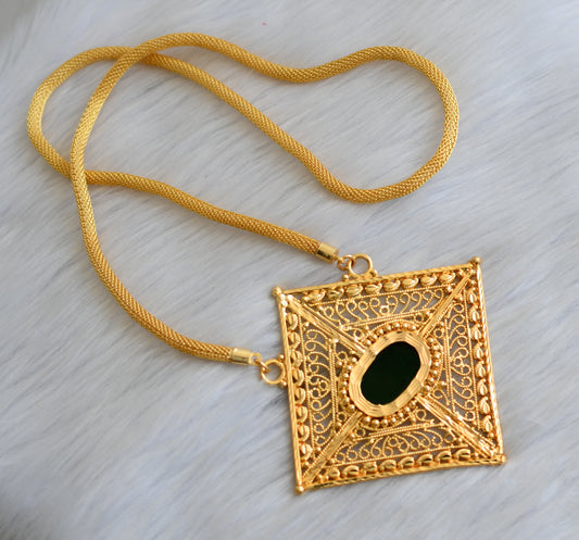 Gold tone green Kerala style pendant with 24 inches chain dj-41931