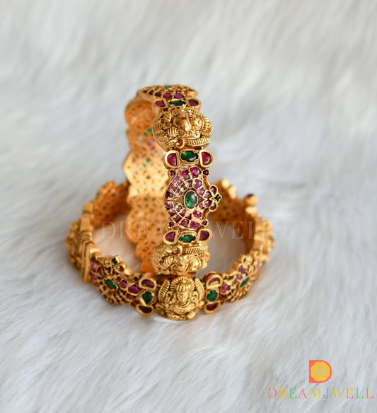 Matte finish real kemp-green Lakshmi set of 2 Bangles (2.6) dj-38297