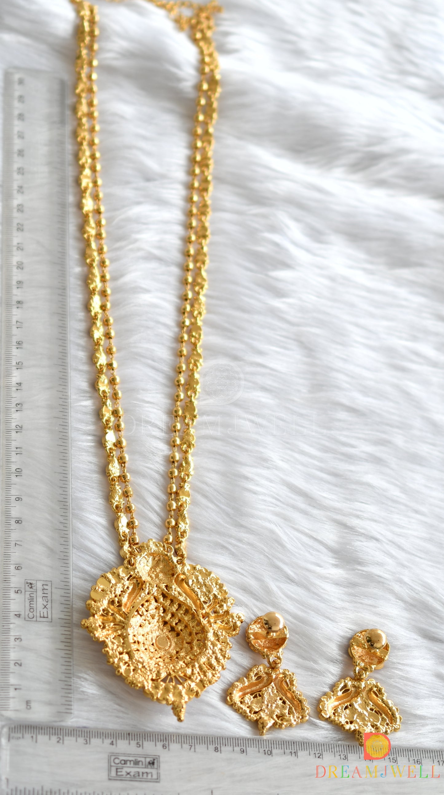 Gold tone double layer real kemp stone haar with screw back earrings dj-17584