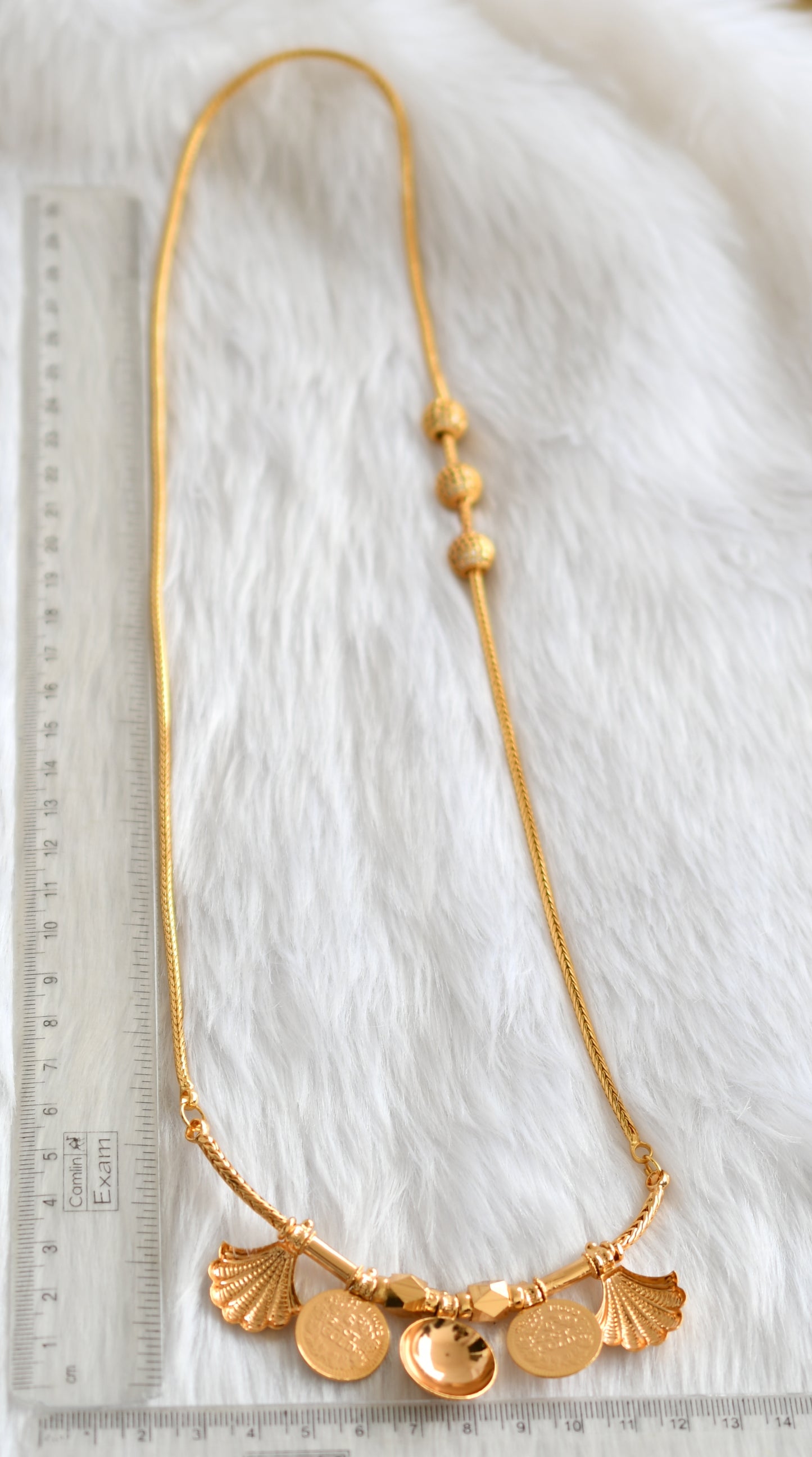 Gold tone Ball mugappu chain Lakshmi coin bottu mangalyam dj-39160