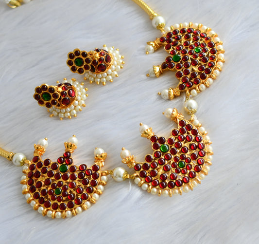 Gold tone kemp-green moon pearl Hasli necklace set dj-19268