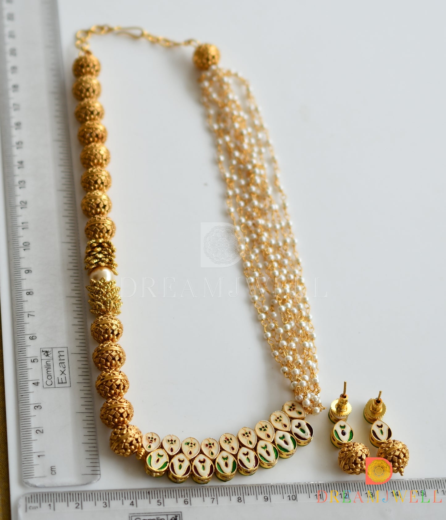 Antique pearl designer kundan necklace set dj-08012