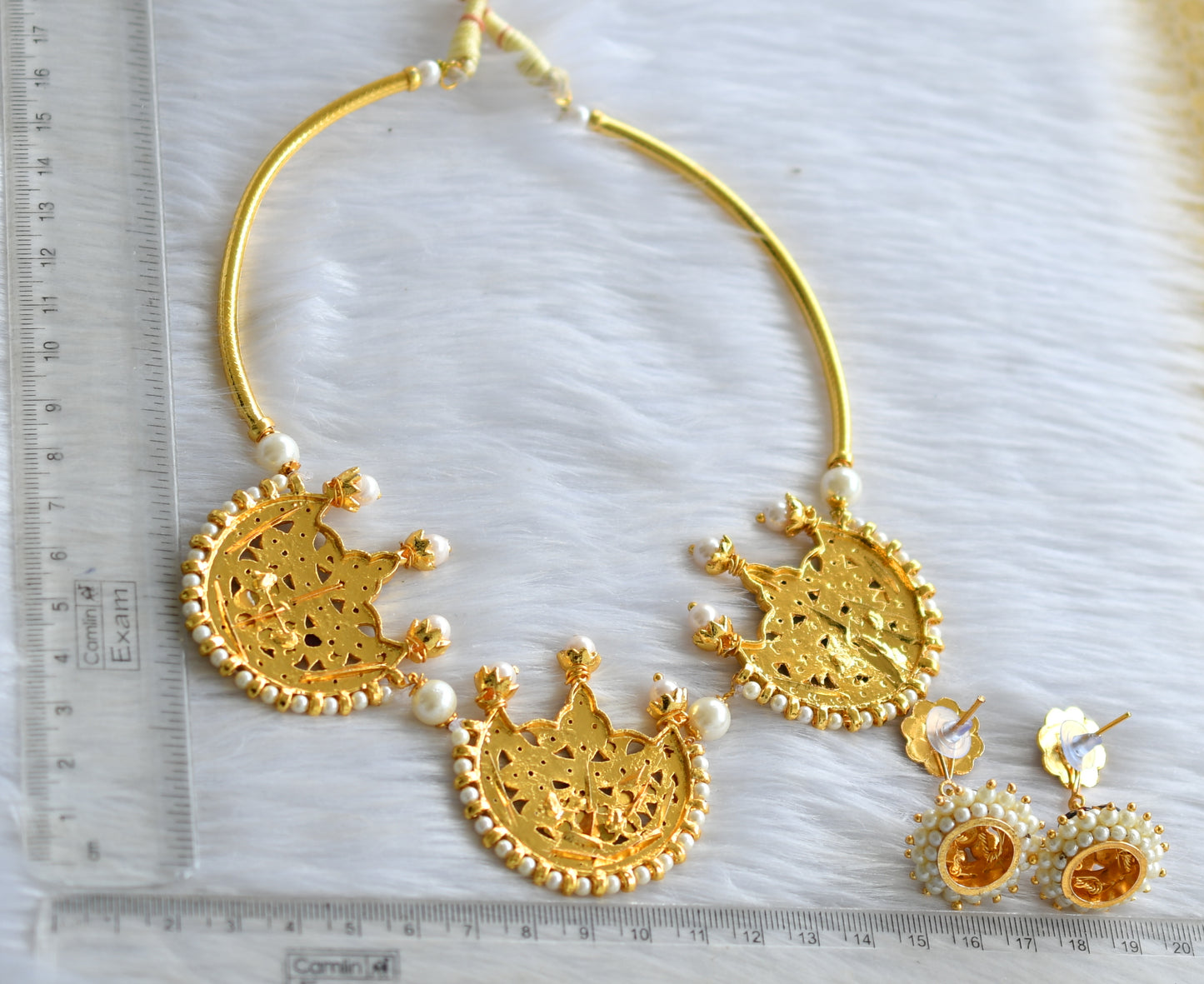 Gold tone kemp moon pearl Hasli necklace set dj-19267