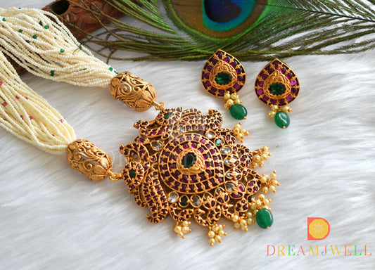Matte finish real kemp-green pearl peacock haar set dj-28918
