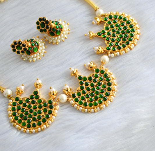 Gold tone green moon kemp Hasli necklace set dj-19269