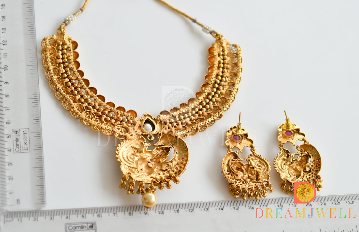 Antique Ganesha ruby-emerald necklace set dj-10319