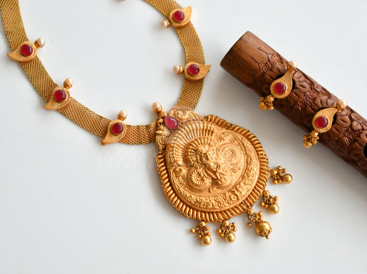 Matte Finish Kemp Krishna Designer Necklace Set dj-08156