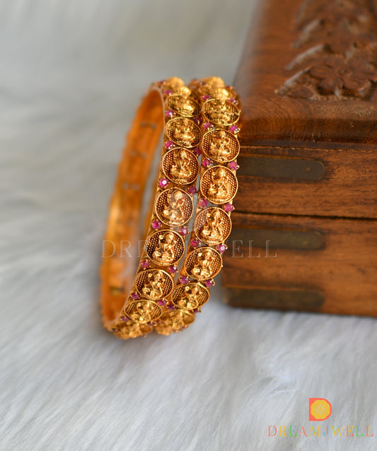 Matte finish ruby Lakshmi coin set of 2 Bangles (2.8) dj-38330