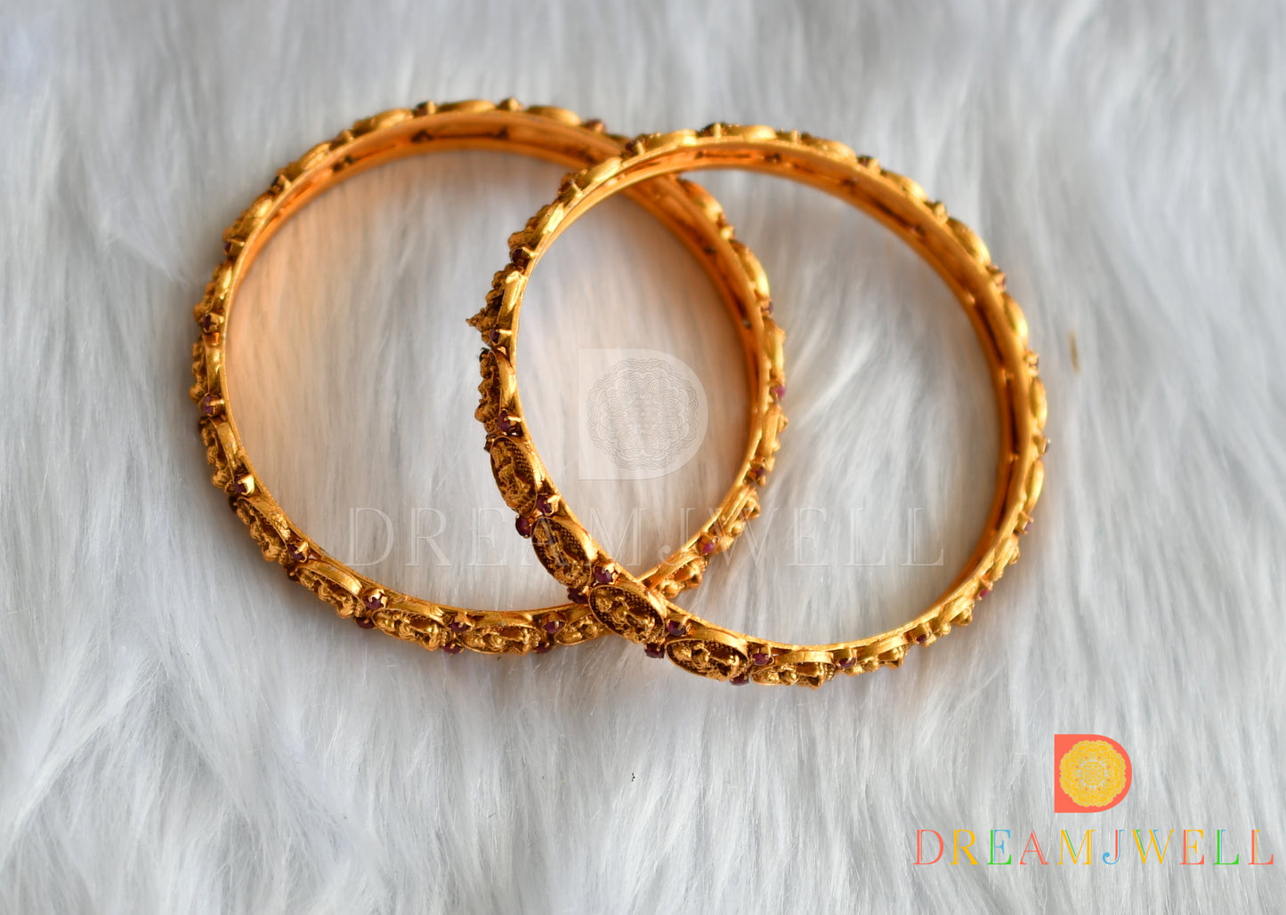 Matte finish ruby Lakshmi coin set of 2 Bangles (2.8) dj-38330