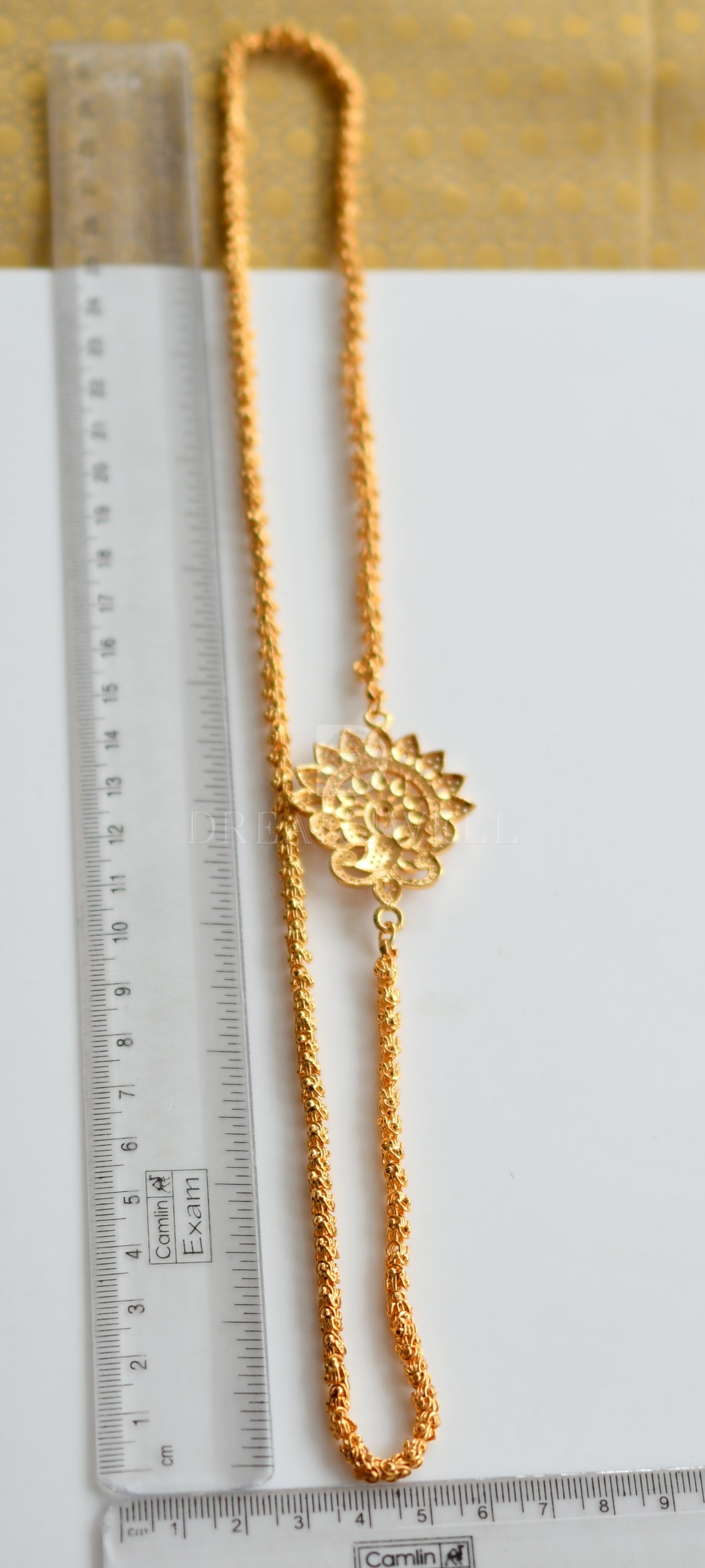Gold Tone Cz Peacock Designer Mugappu Chain dj-33597