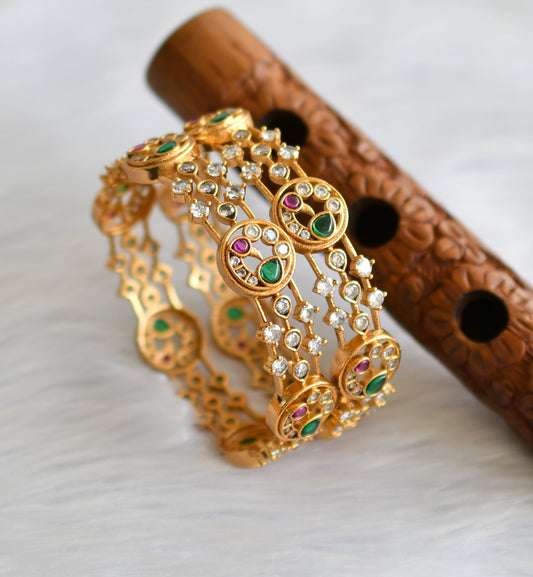 Matte finish kemp-green-white peacock bangles(2.6) dj-39843