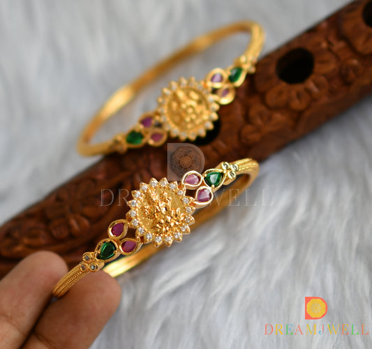 Gold tone kemp-green-white Lakshmi set of 2 kada (2.8) dj-38353