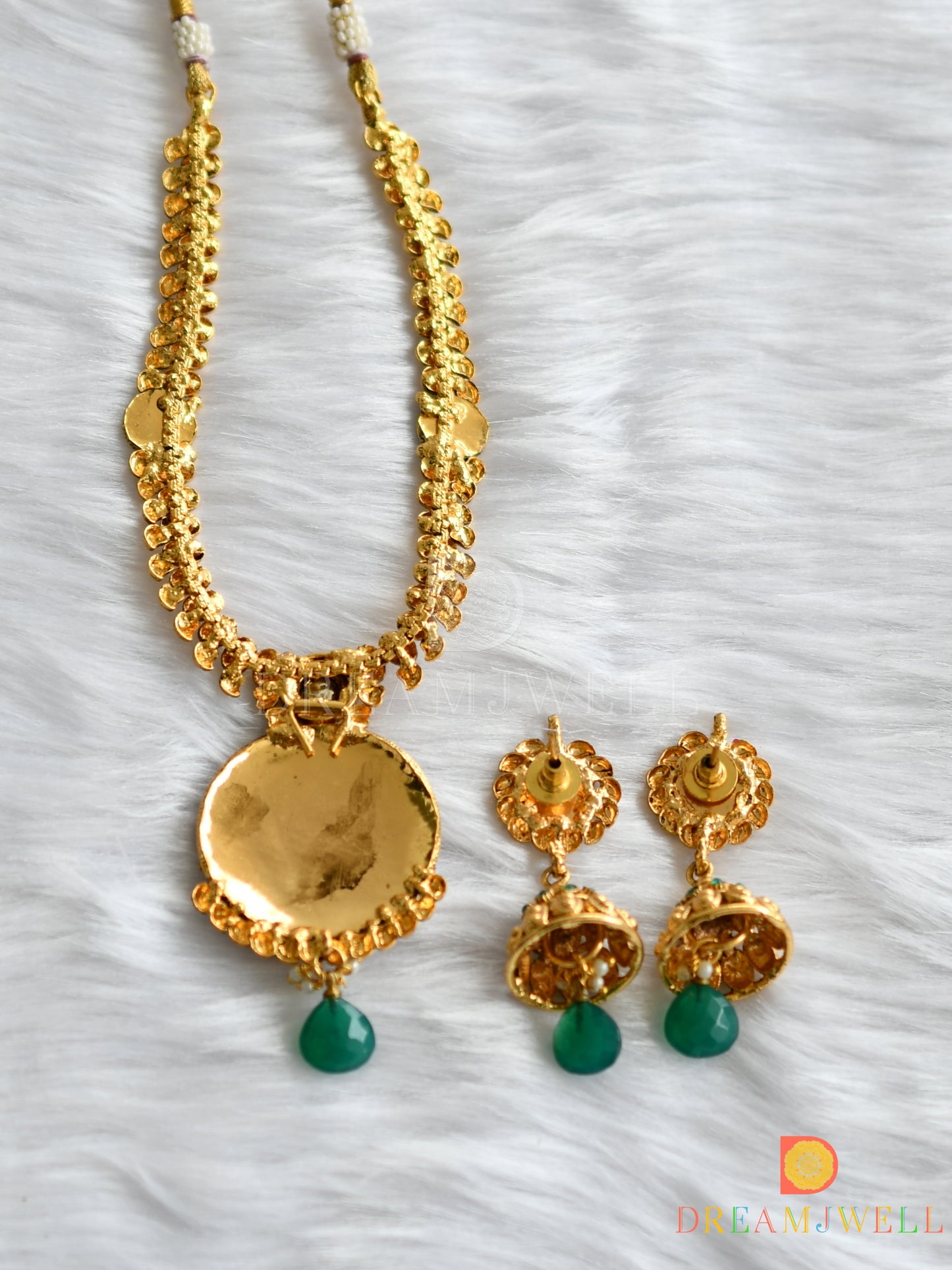 Antique transparent pink stone necklace set dj-01304